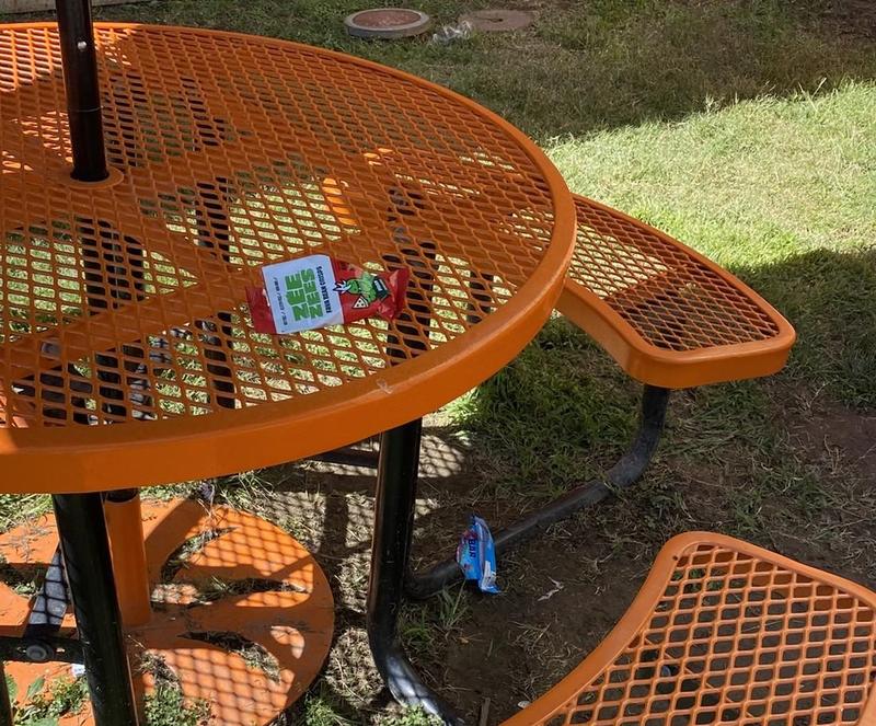 Trash on table