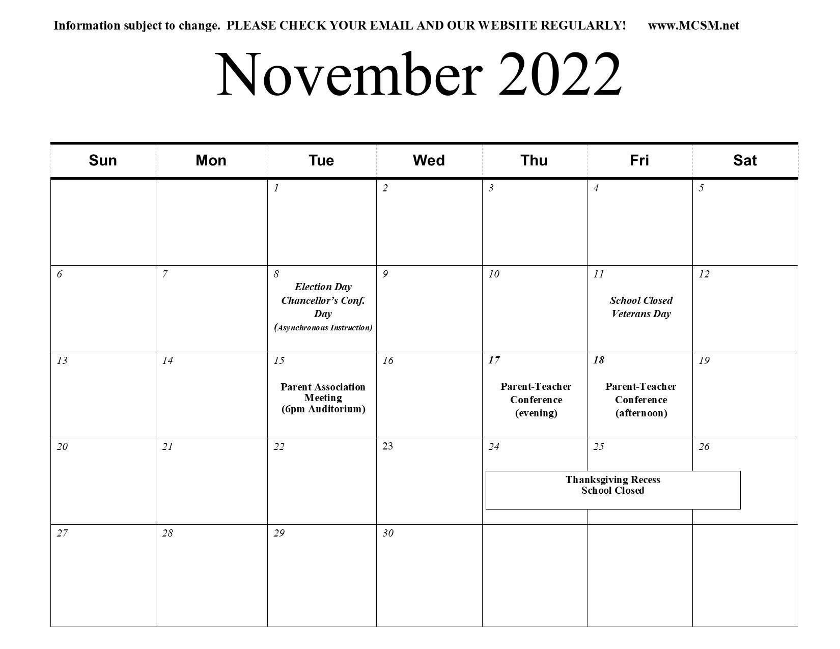 Fall 2022 Calendar Please Be Advised That It Is Subject To Change We 