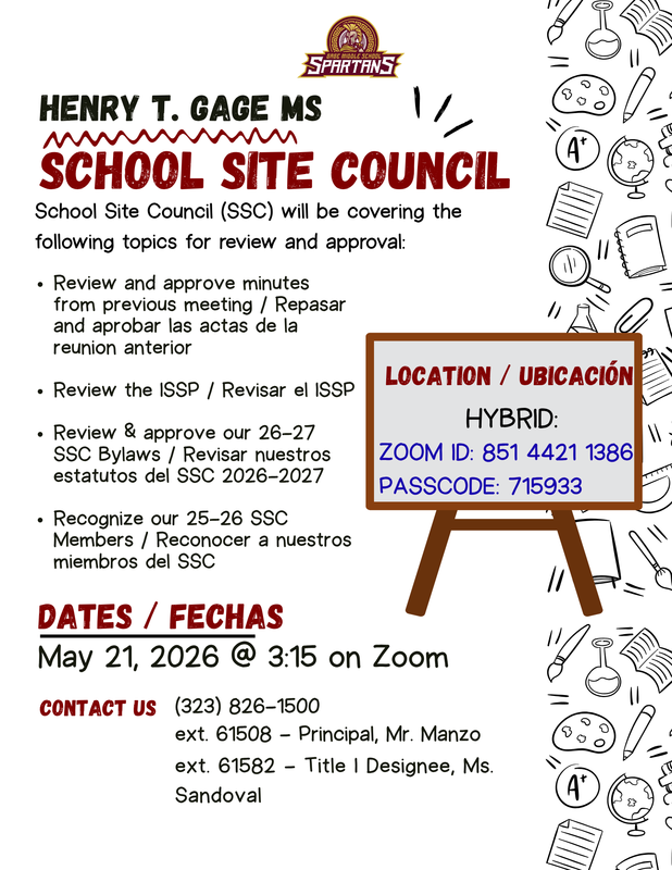 May School Site Council Meeting