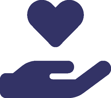Heart in hand icon