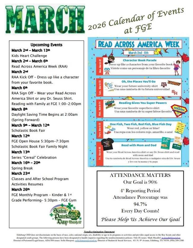 March 2026 Calendar of Events