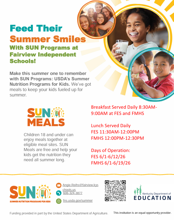 a flyer of smiling kids in summer meal program
