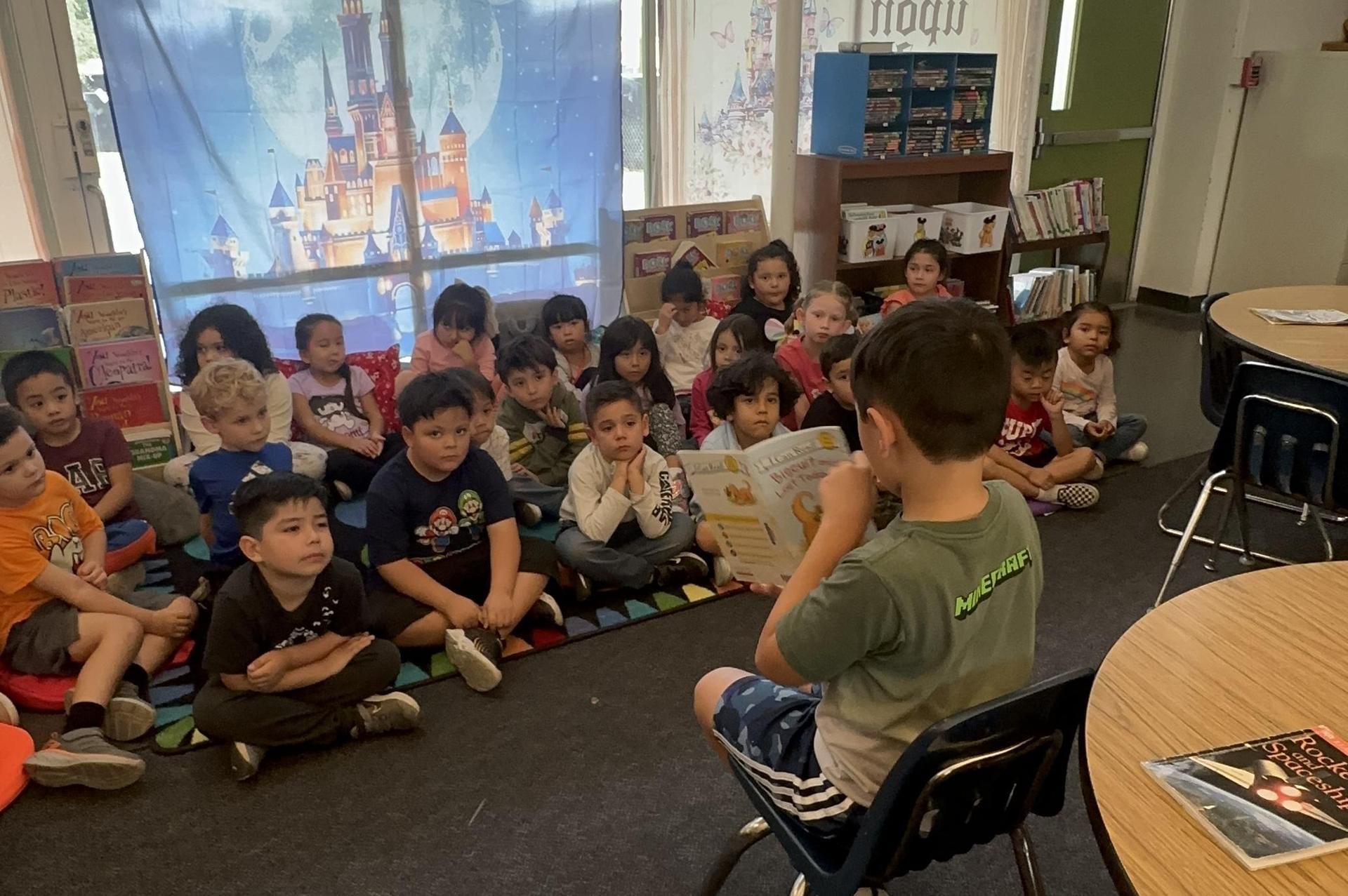 Group of students listening to a story
