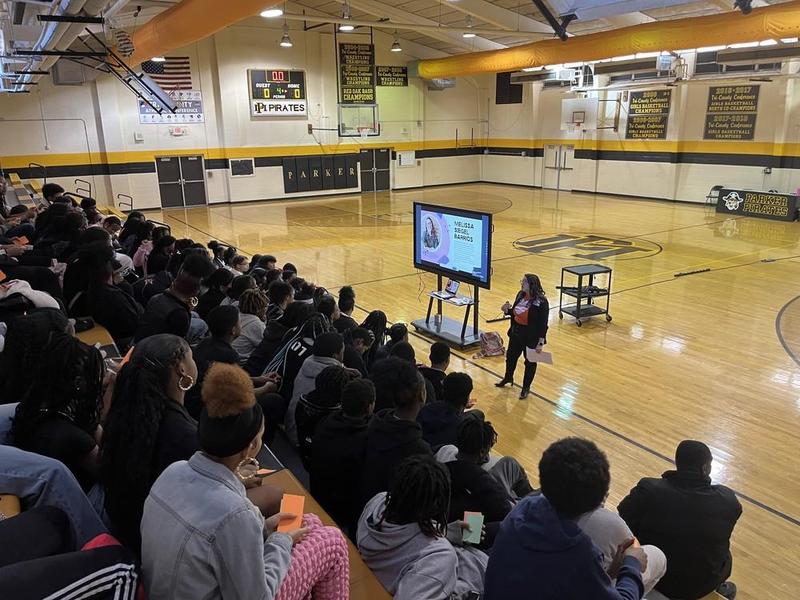 Advocate Speaks to Parker Middle School Students About Teen Dating Violence