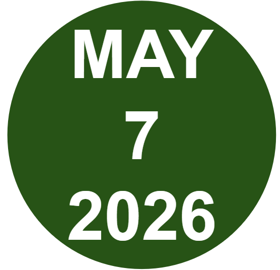 green circle with May 7, 2026 date