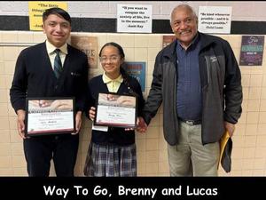 Lucas, Brenny with Grand Knight of Council 3512 Tomas Ruiz