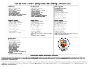 Supplies List Spanish
