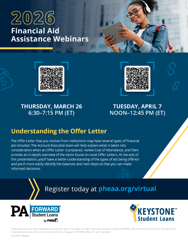 Flyer for PHEAA Webinars