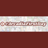 #ArcadiaFirstDay collage featuring multiple students and their first-day signs.