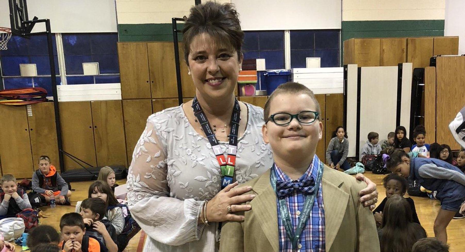 Mr. Cooper is student Principal of the Day.