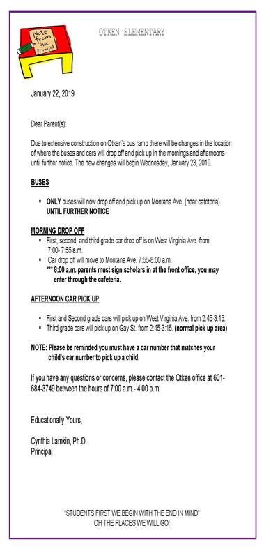 Construction notice at Otken Elementary