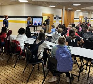 Closer look at ICC representatives talking to seniors