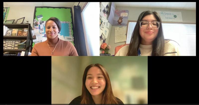 three teachers smile in a screenshot