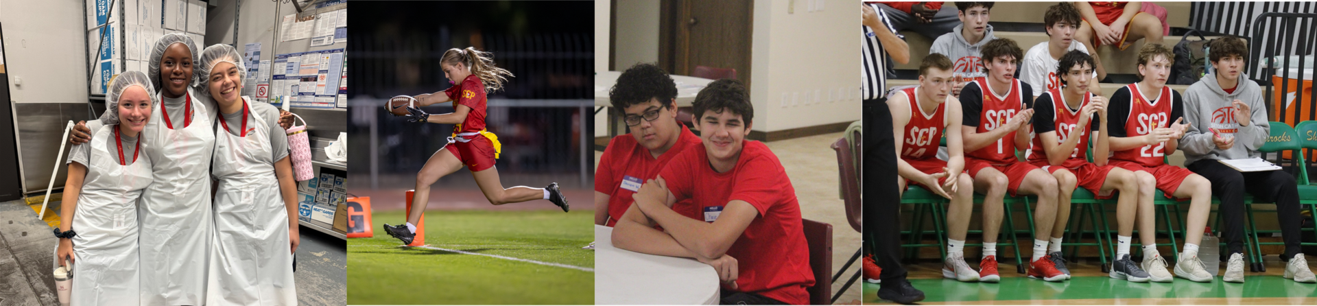 Four pictures of students at Seton