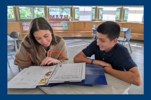 Center School Student and Teacher working 1-1 during math