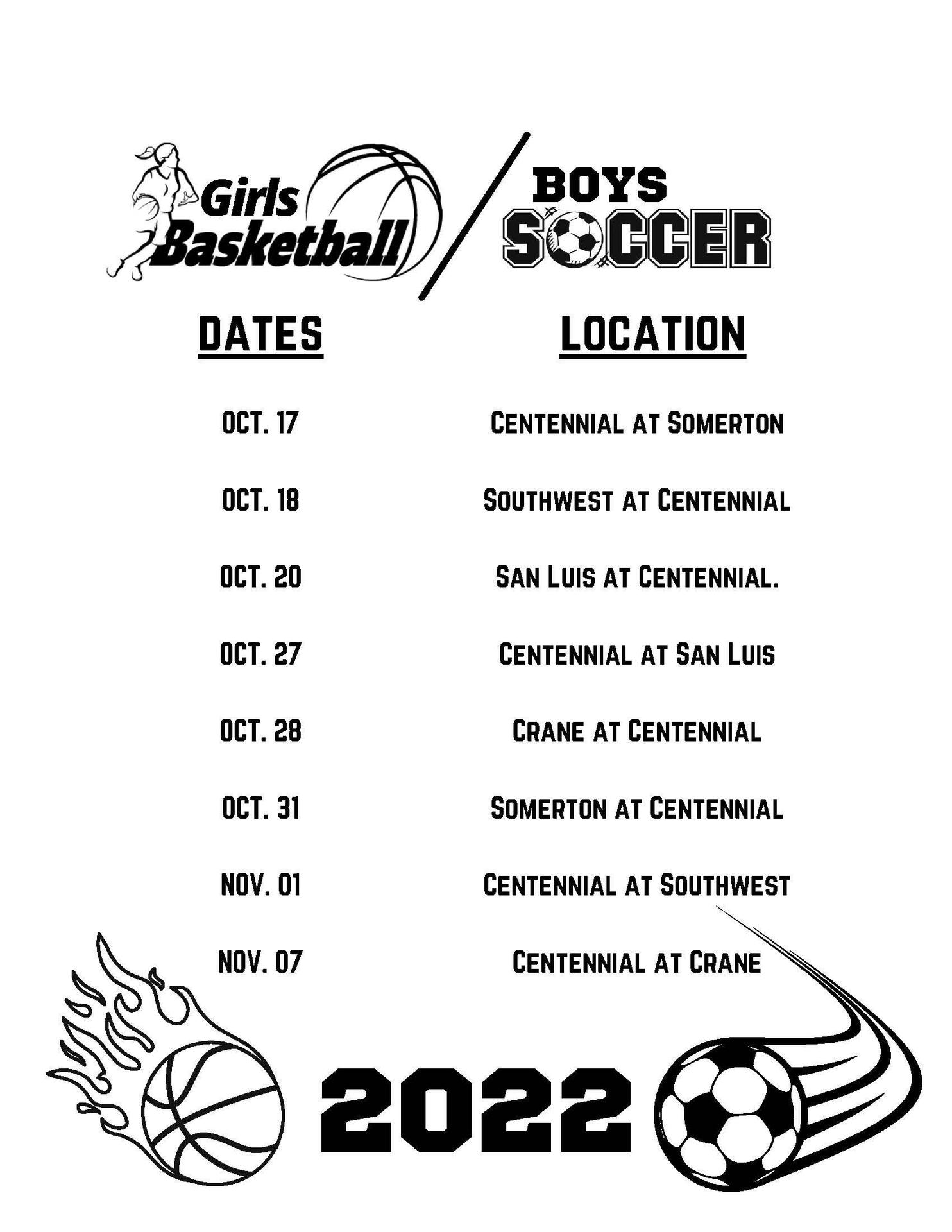 Winter Sports schedule