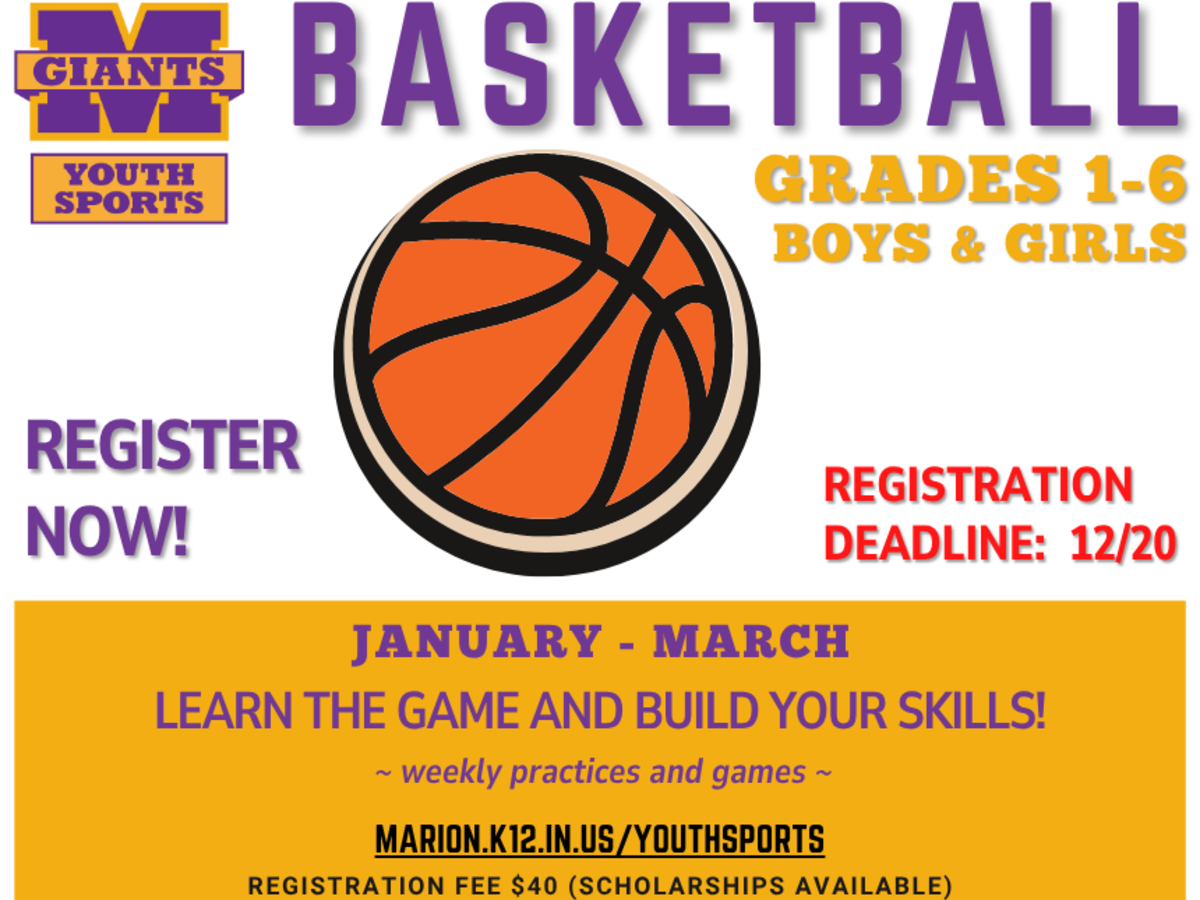 promo graphic - Marion Youth Sports basketball