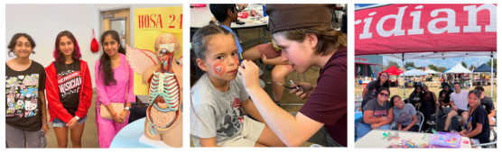 HOSA members show off human form, a student gets a Roary face paint design, and seniors make loom bracelets