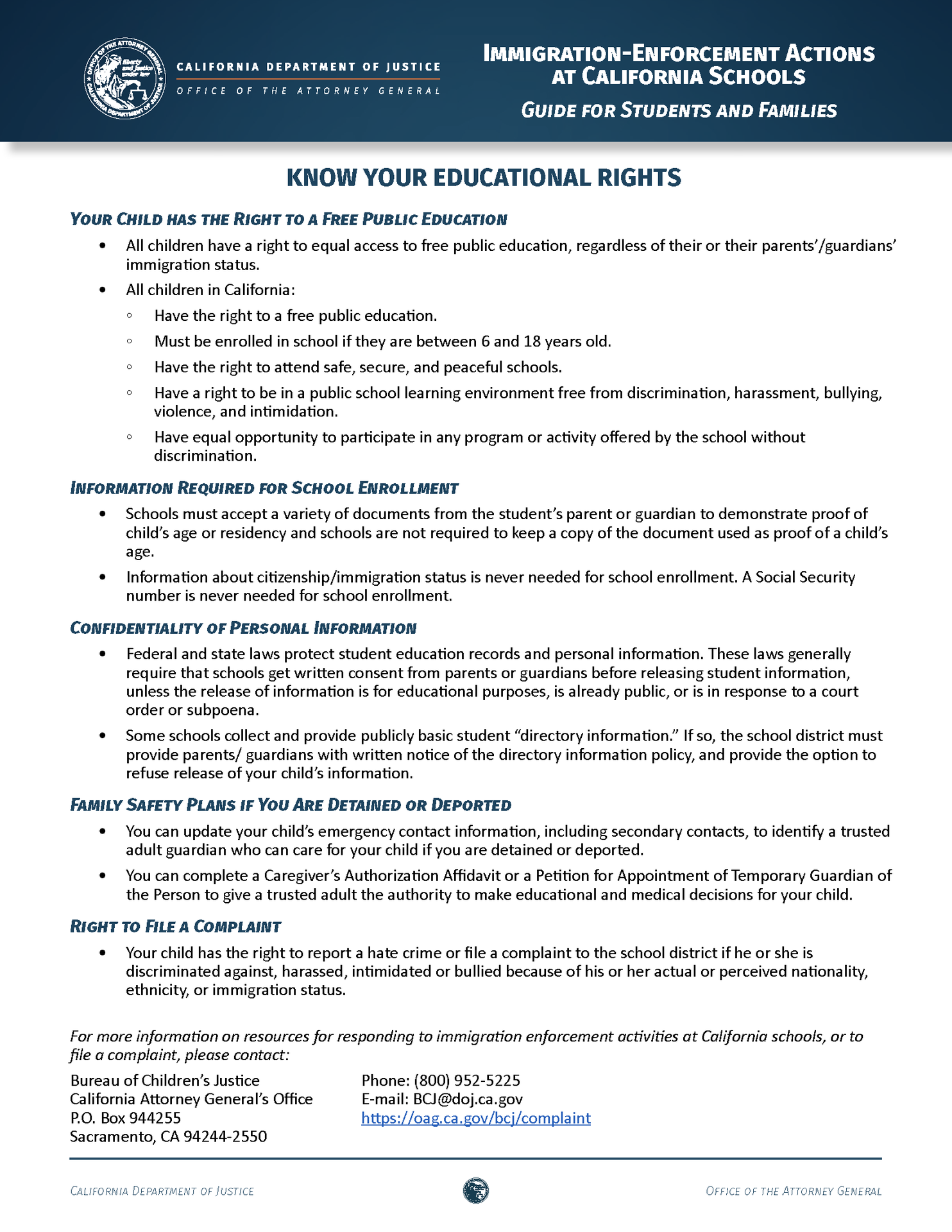Immigration-Enforcement Actions at CA Schools