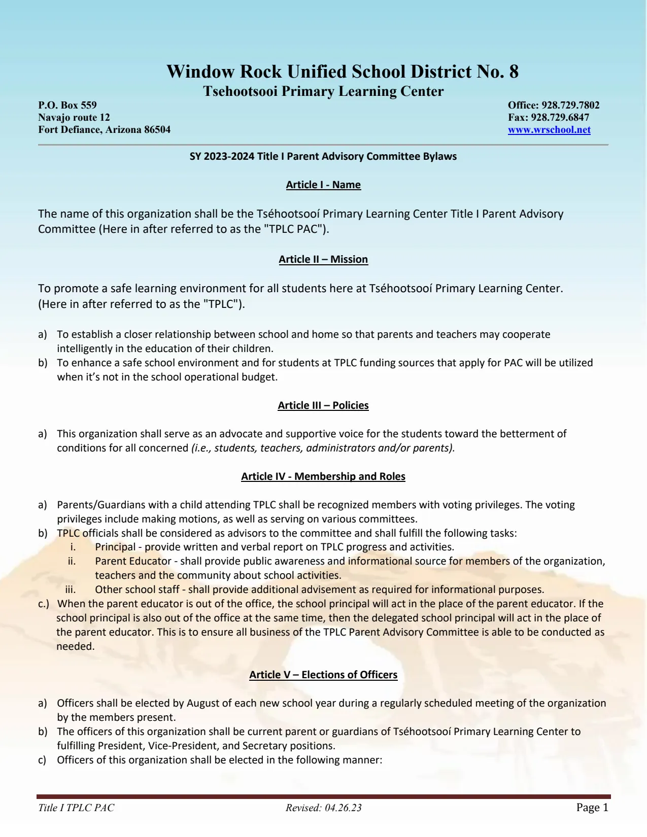 042623_Revised_Final_Title_I_Parent_Advisory_Committee_Bylaws (PDF)