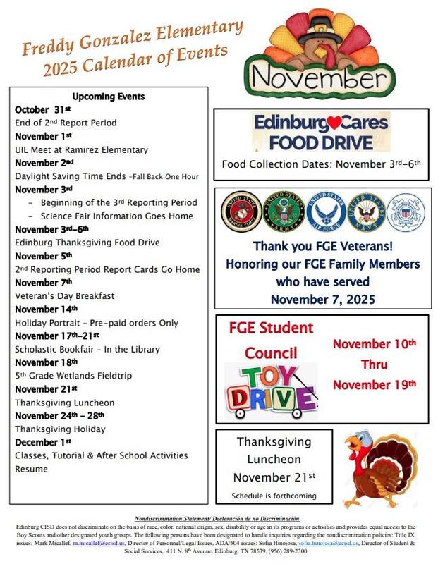 November 2025 Calendar of Events