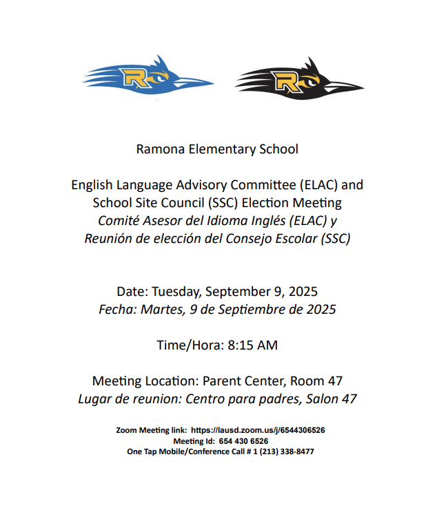 ELAC & SSC Election Meeting Bilingual