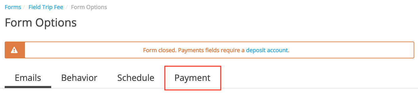 Payment Tab