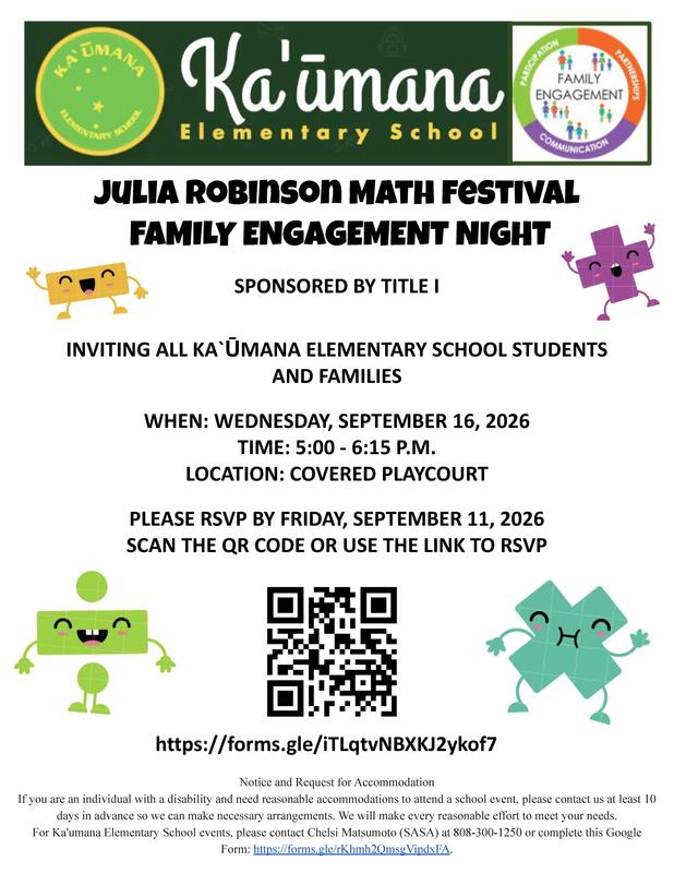 Save the Date & RSVP for our Math Family Engagement Night on September 16!