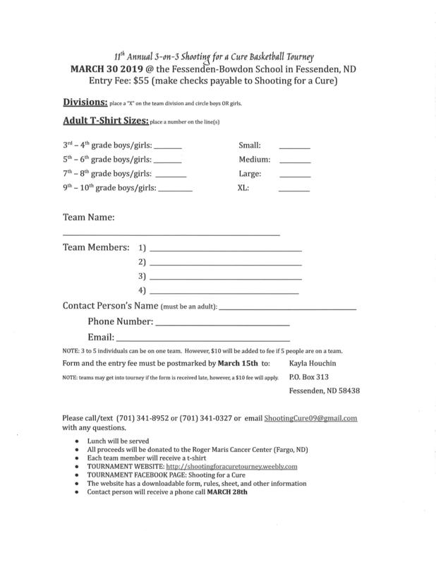 Shoot for a cure Registration Form