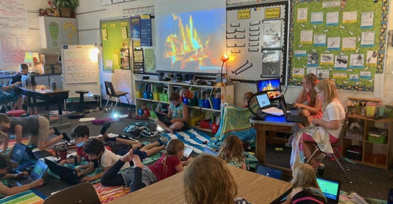 Lee students camp out to read!