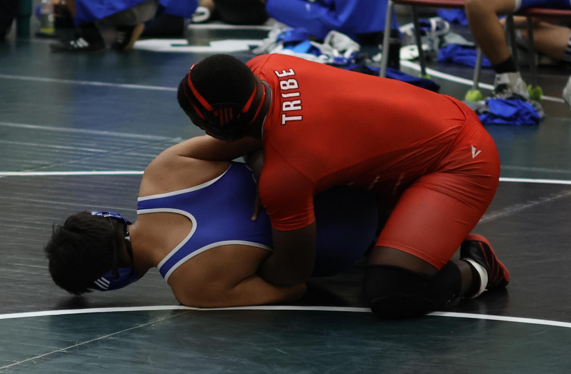 Boys wrestling in the Liberty Duals event 28