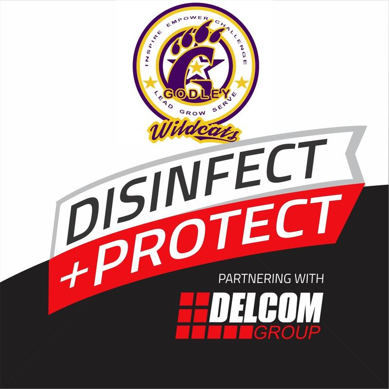 Disinfect + Protect Delcom graphic