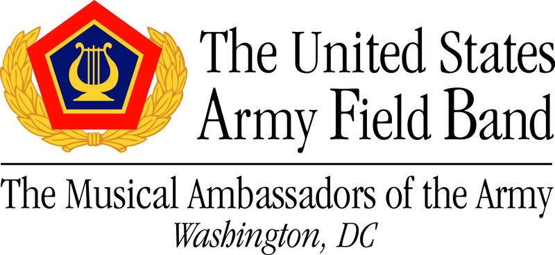 US Army Field Band Logo in gold and red with a music symbol