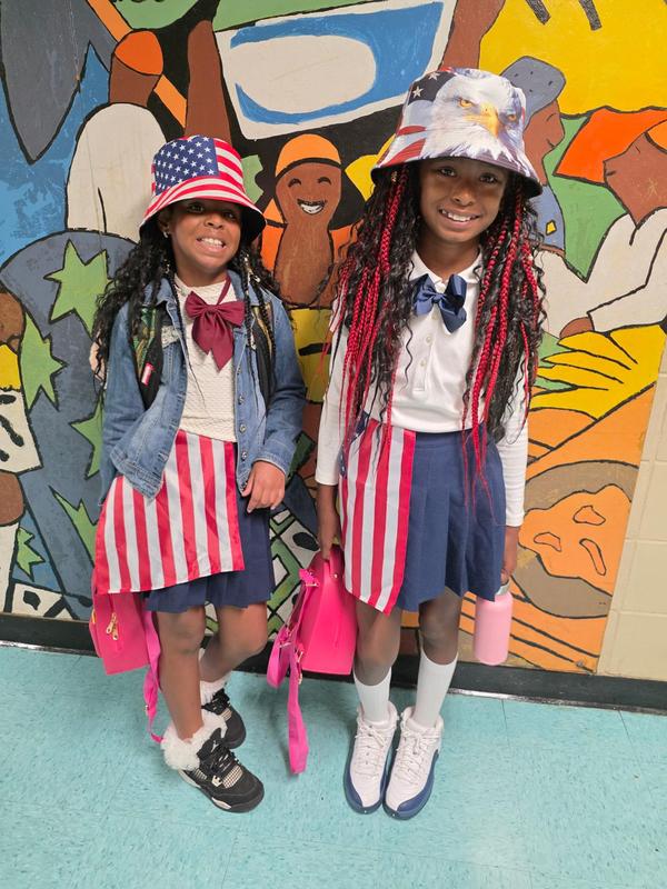Students dressed up with Stars and Stripes