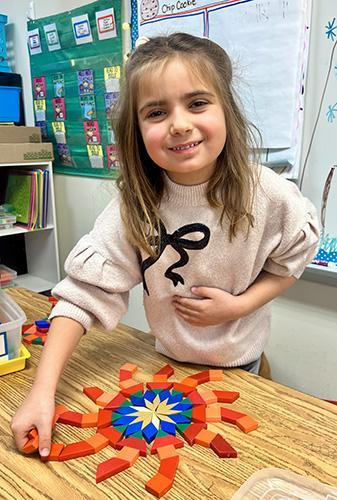 James River lower school student works out a fabulous pattern.
