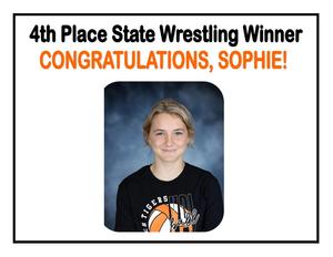 Sophie K finishes 4th at State Girls Wresting