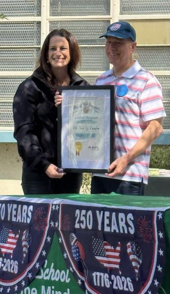 Neil Cuadra receives Los Angeles Certificate of Recognition