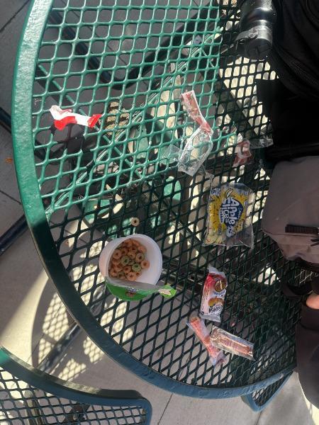 Trash left on table