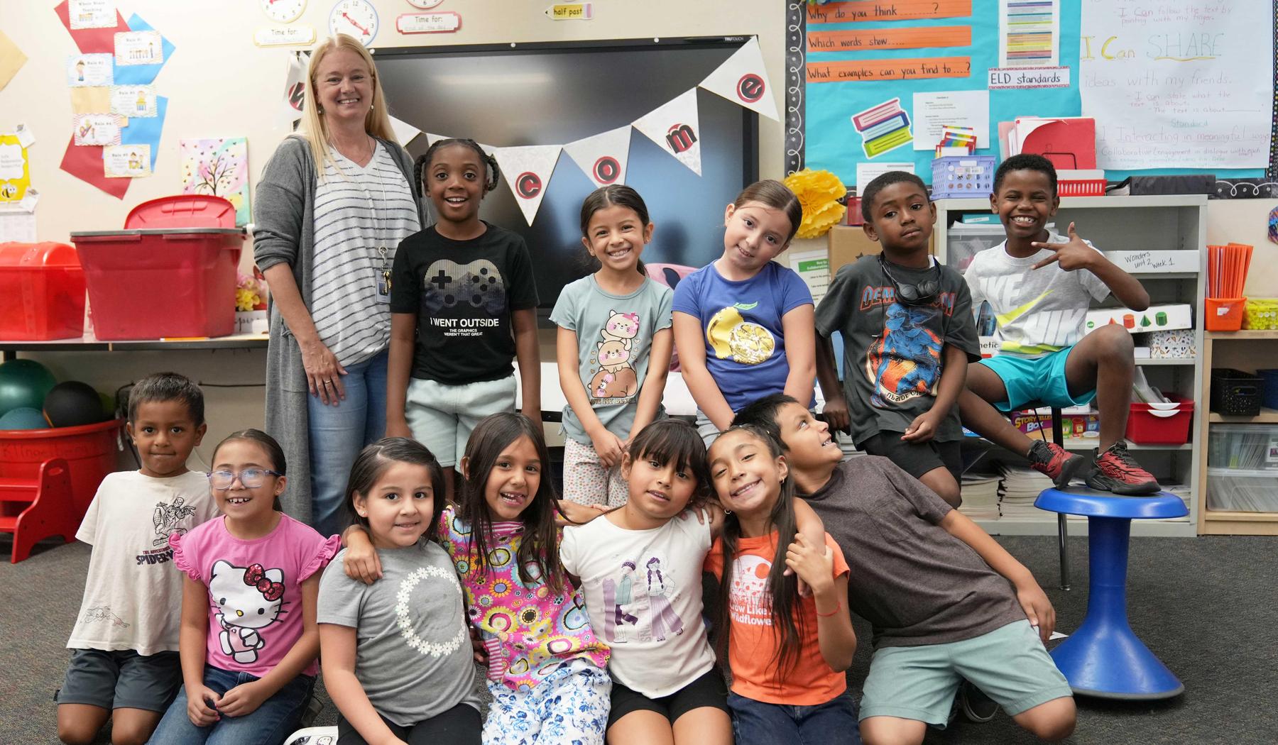 Teacher and summer school students
