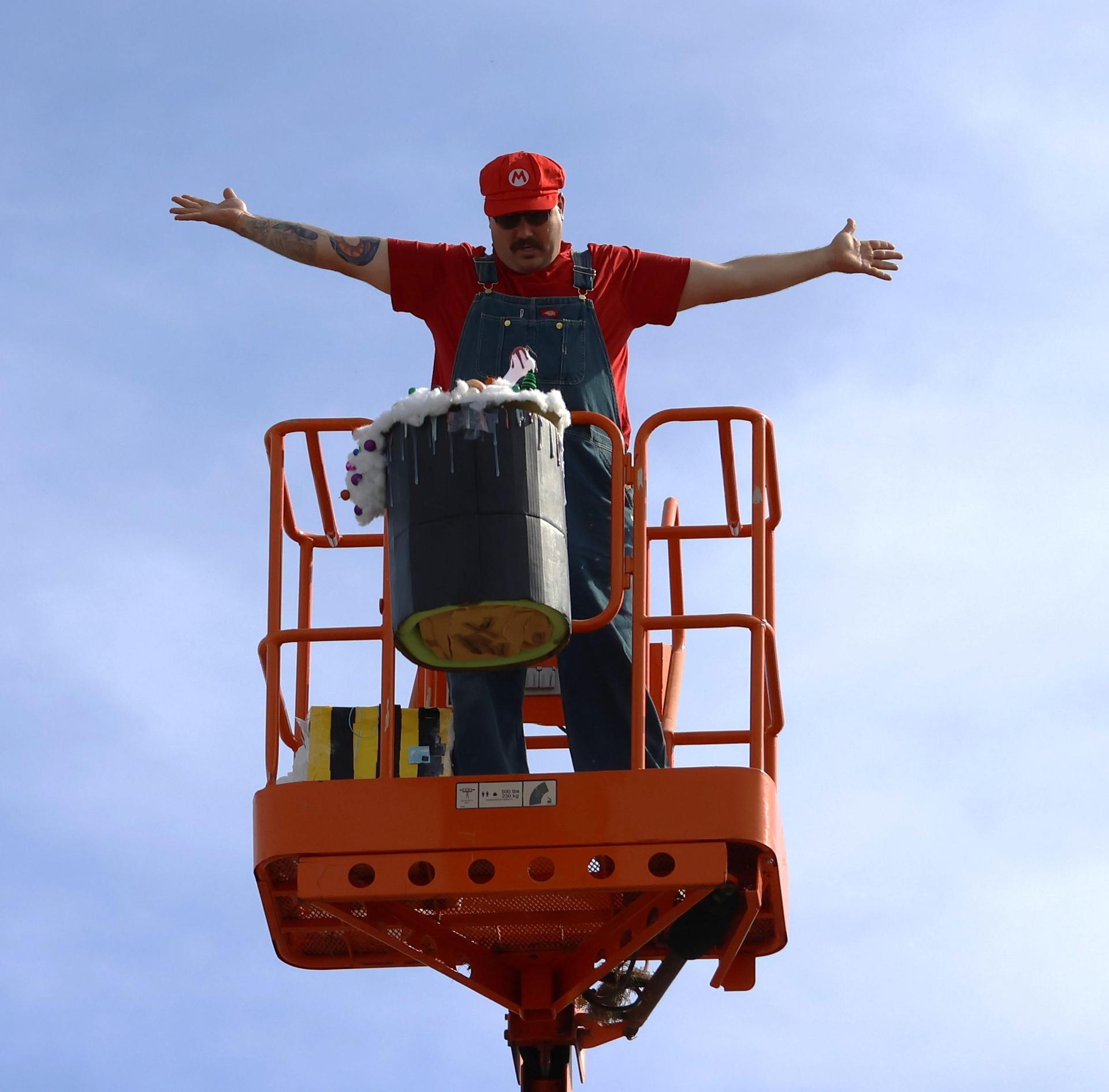 students and staff enjoying the pumpkin drop