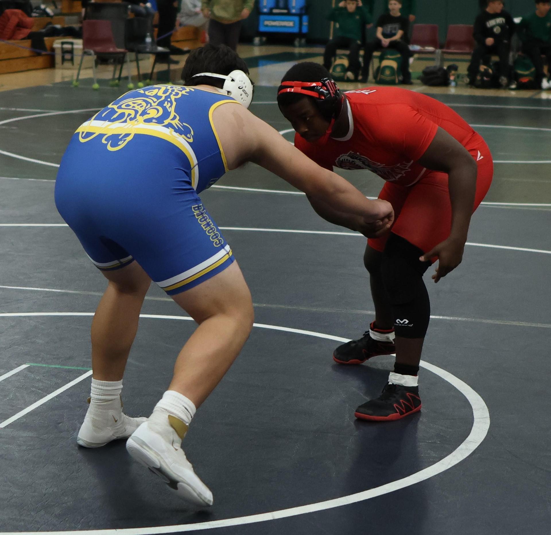 Boys wrestling in the Liberty Duals event 96