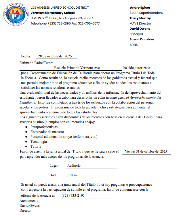 Annual Title I Meeting