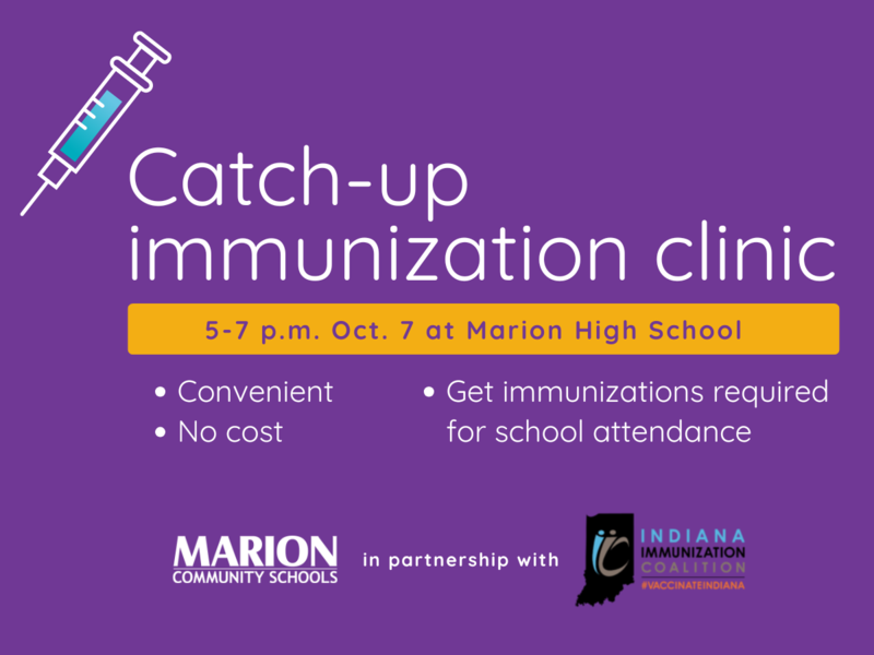 promo graphic: MCS immunization catch-up clinic 2025