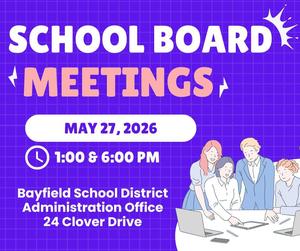 Board meetings at 1 and 6 p.m. on May 27