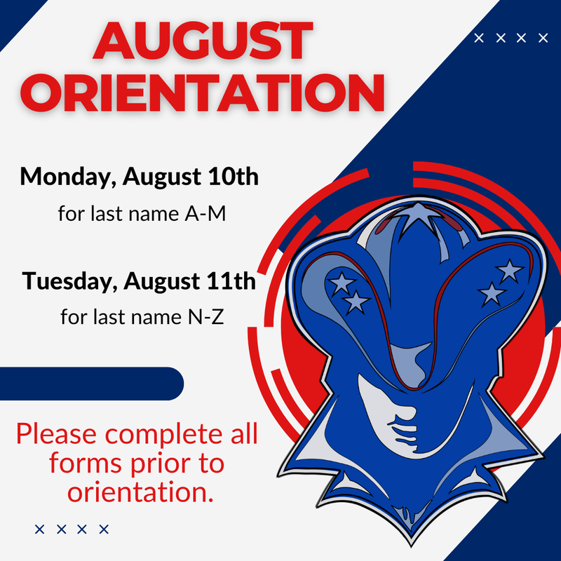 August Orientation 2026 dates and time.