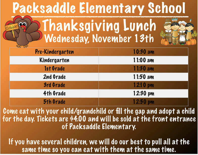 Thanksgiving Lunch Schedule