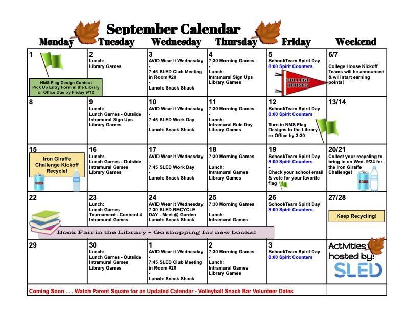Sept. SLED Calendar