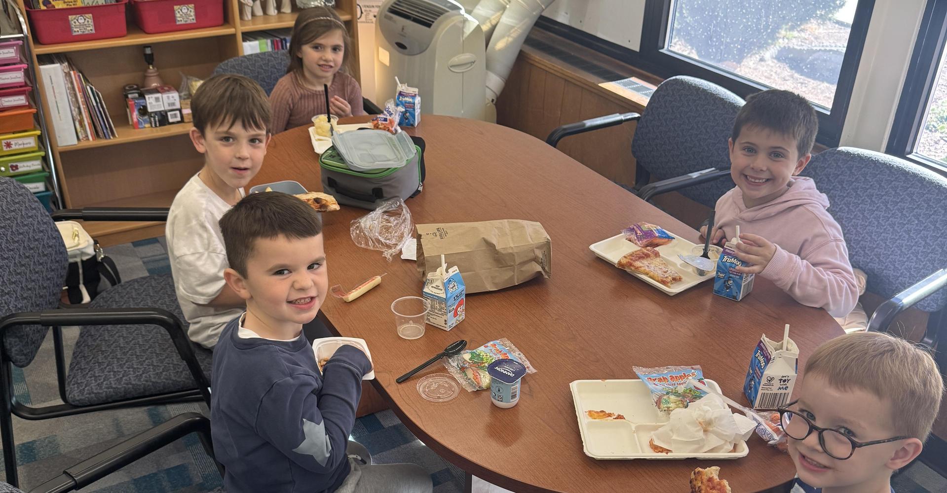 students at table