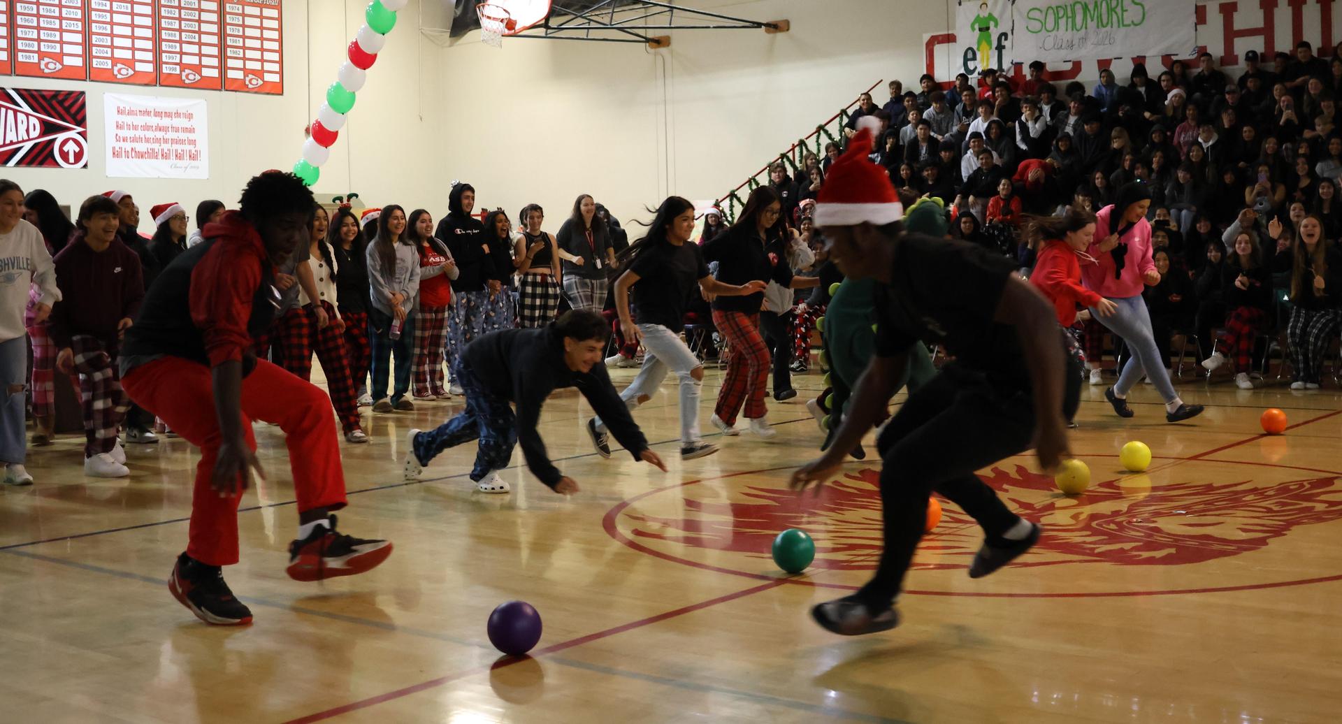 students playing dodgeball