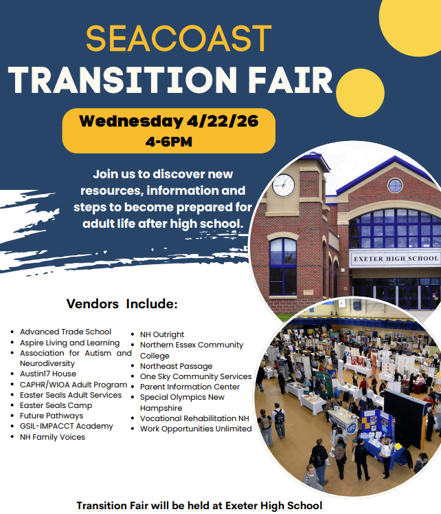Seacoast Transition Fair will be on April 22 at 4 pm.